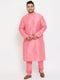 Vastramay Men's Plus Size Pink Silk Blend Kurta Pyjama Set
